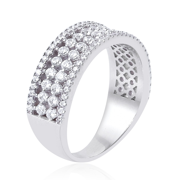ELANZA AAA Simulated White Diamond Ring in Platinum Overlay Sterling Silver