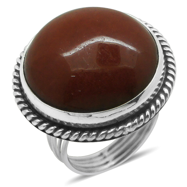 Royal Bali Collection Red Jade (Rnd) Ring in Sterling Silver 22.440 Ct.