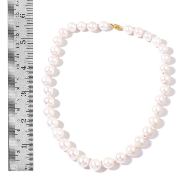 ILIANA 18K Y AAAA Very Rare Natural  Fresh Water High Lustrous White Pearl Necklace (Size 18).Size 13-14 mm