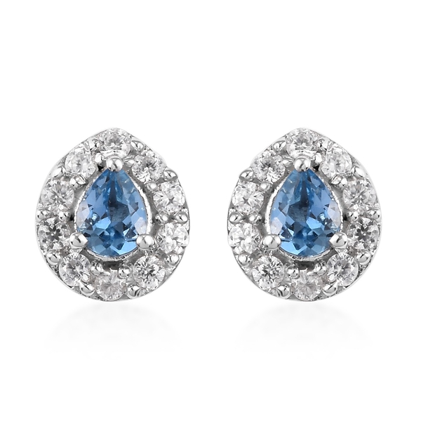 One time Deal - Santa Maria Aquamarine (Pear), Natural Cambodian Zircon Lever Back Earrings (with Pu