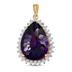 Lusaka Amethyst and Natural Cambodian Zircon Pendant in 14K Gold Overlay Sterling Silver 33.69 Ct,Si