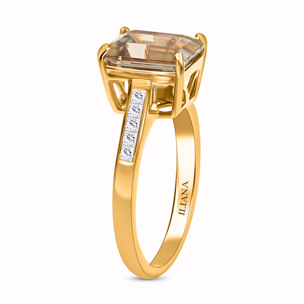 Certified and Appraised ILIANA 18K Yellow Gold AAA Turkizite and Diamond SI Classic Solitaire Ring Gold 3.64 grams, 3.25 Ct