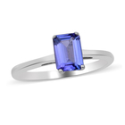AAA Tanzanite (Oc 7X5 mm) Solitaire Ring (Size U) in Rhodium Overlay Sterling Silver 1.00 Ct.