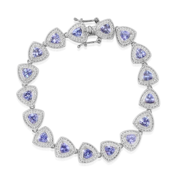 Tanzanite (Trl), Diamond Bracelet in Platinum Overlay Sterling Silver (Size 7.5) 7.500 Ct.