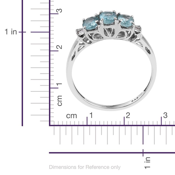 Paraibe Apatite (Ovl), Diamond Ring in Platinum Overlay Sterling Silver 1.010 Ct.