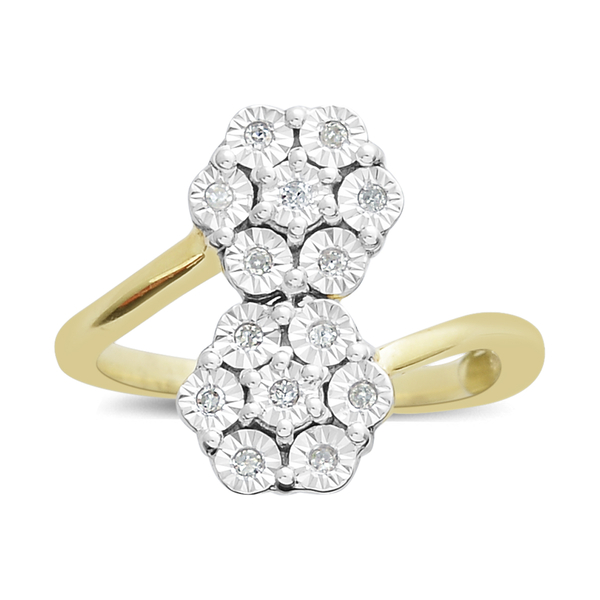 Diamond (Rnd) Flower Ring in 14K Gold Overlay Sterling Silver  0.100 Ct.