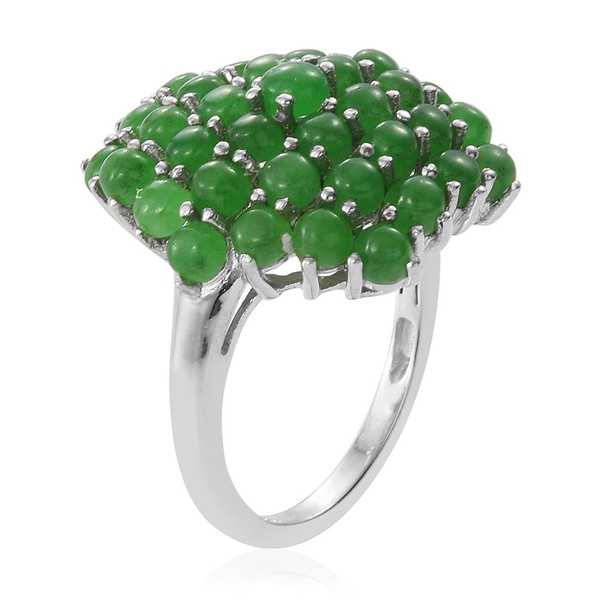 Green Jade (Rnd) Cluster Ring in Platinum Overlay Sterling Silver 7.000 Ct.
