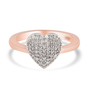 Rose Gold Overlay Diamond Heart Ring in Sterling Silver 0.30 Ct.