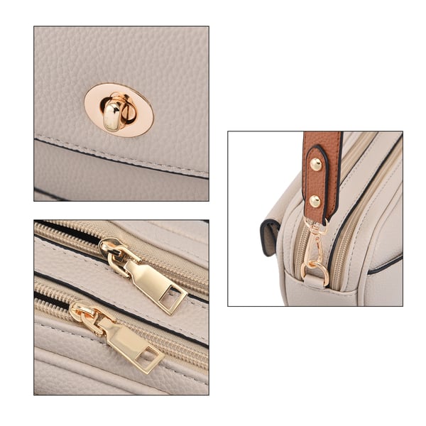 PASSAGE Crossbody Bag with Detachable Long Strap (Size 20x12x7 Cm) - Off White