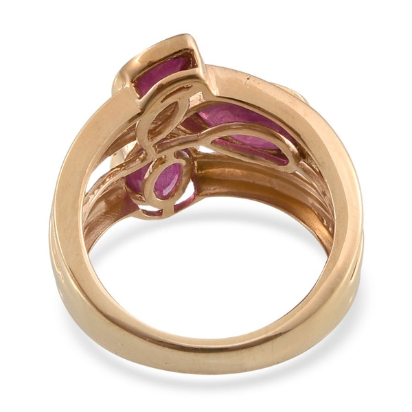 African Ruby (Pear 1.75 Ct) Ring in 14K Gold Overlay Sterling Silver 3.500 Ct.