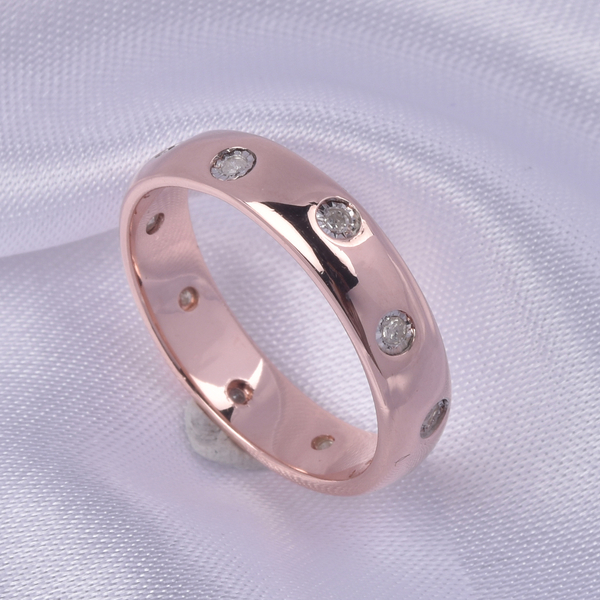 Diamond Flush Setting Ring in Rose Gold Overlay Sterling Silver