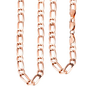 Italian Close Out - Rose Gold Overlay Sterling Silver Figaro Necklace (Size - 24) With Lobster Clasp, Silver Wt. 15.38 Gms