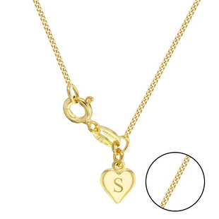 Personalised Engravable JCK Vegas Collection Heart Curb Adjustable Chain in Gold Plated Sterling Silver Size 17 Inch