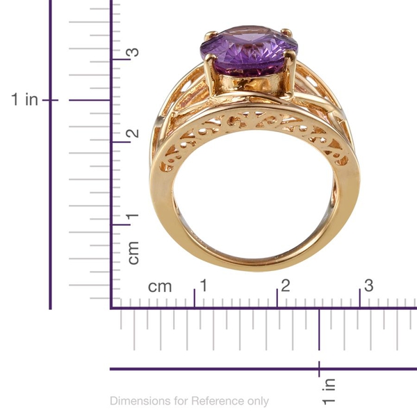 Concave Cut Amethyst (Ovl) Solitaire Ring in 14K Gold Overlay Sterling Silver 5.000 Ct.