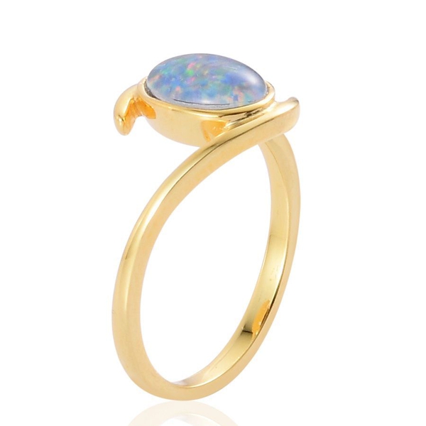 Boulder Opal (Ovl) Solitaire Ring in Yellow Gold Overlay Sterling Silver 1.000 Ct.