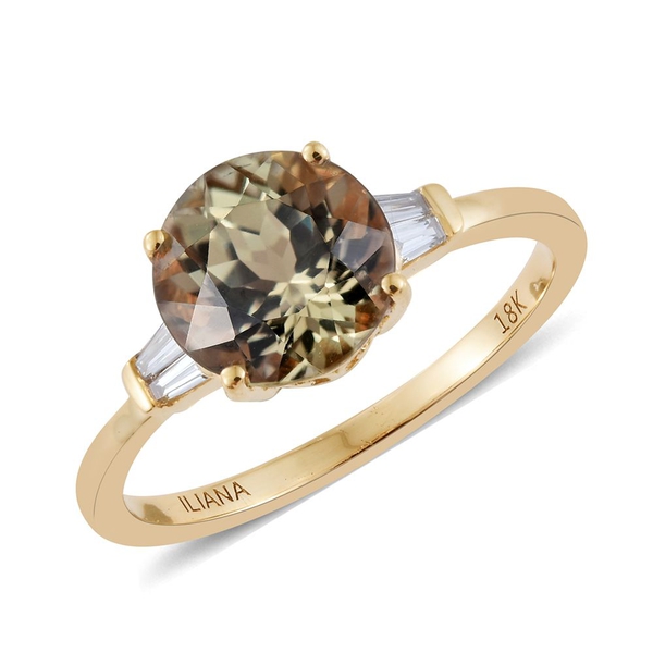 ILIANA 18K Yellow Gold 2.13 Carat AAA Turkizite Ring With Diamond SI G-H