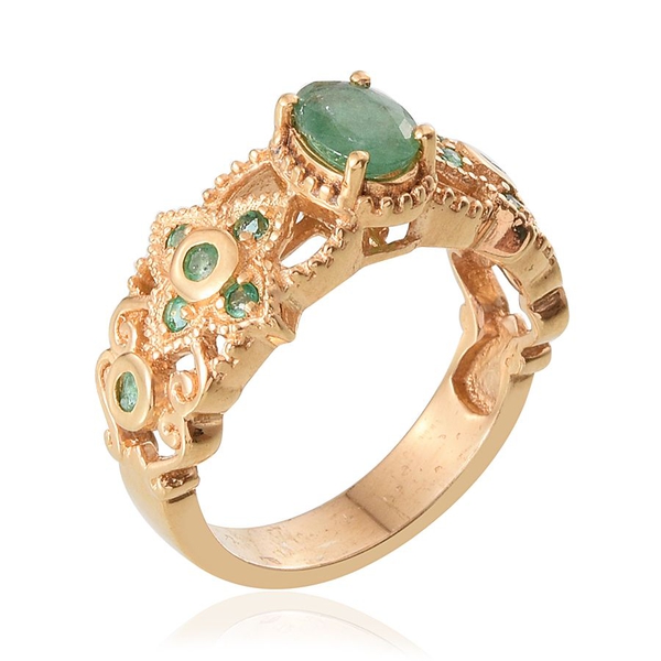 Kagem Zambian Emerald (Ovl 0.75 Ct) Ring in 14K Gold Overlay Sterling Silver 1.000 Ct.