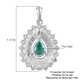 GP - Kagem Zambian Emerald, Natural Cambodian Zircon and Blue Sapphire Pendant in Platinum Overlay Sterling Silver