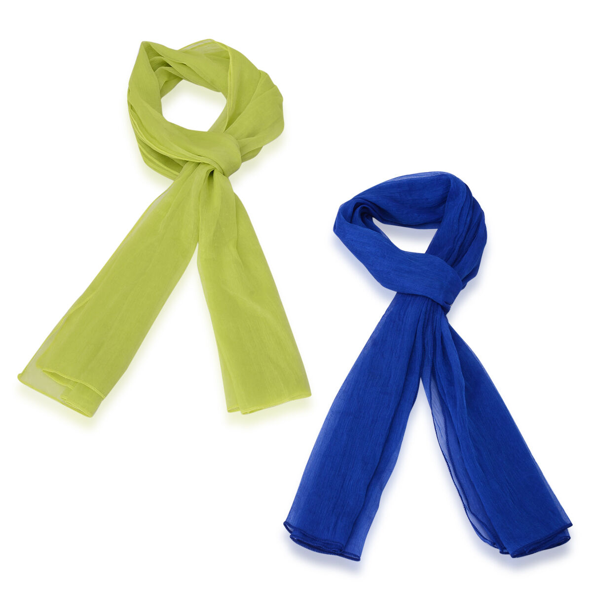 Set of 2 - Designer Inspired Royal Blue and Lime Green Colour Scarf (Size 175x60 Cm)