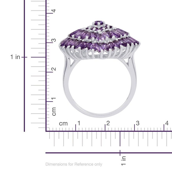 Zambian Amethyst (Mrq) Cluster Ring in Platinum Overlay Sterling Silver 4.000 Ct.