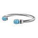 Blue Howlite Cuff Bangle (Size - 7.5) in Stainless Steel