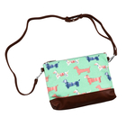 100% Cotton Canvas Dog Pattern Mini Crossbody Bag (Size 24x17x4 Cm) - Green
