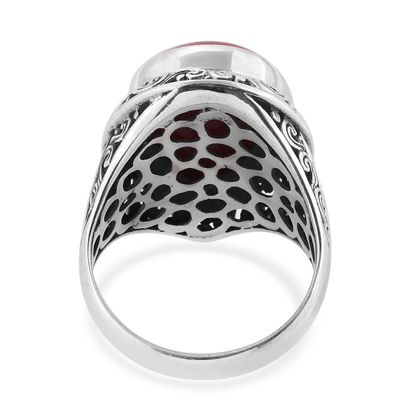 Royal Bali Collection Coral (Pear) Ring in Sterling Silver 16.060 Ct, Silver wt 6.40 Gms.