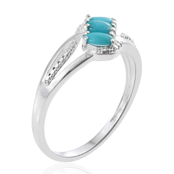 One Time Deal - Arizona Sleeping Beauty Turquoise (Ovl) Trilogy Ring in Sterling Silver. 0.75ct