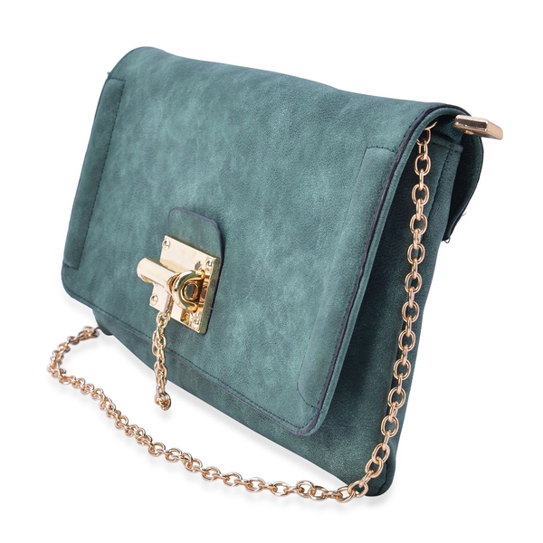 Green Colour Crossbody Bag with Chain Strap (Size 29x16 Cm)