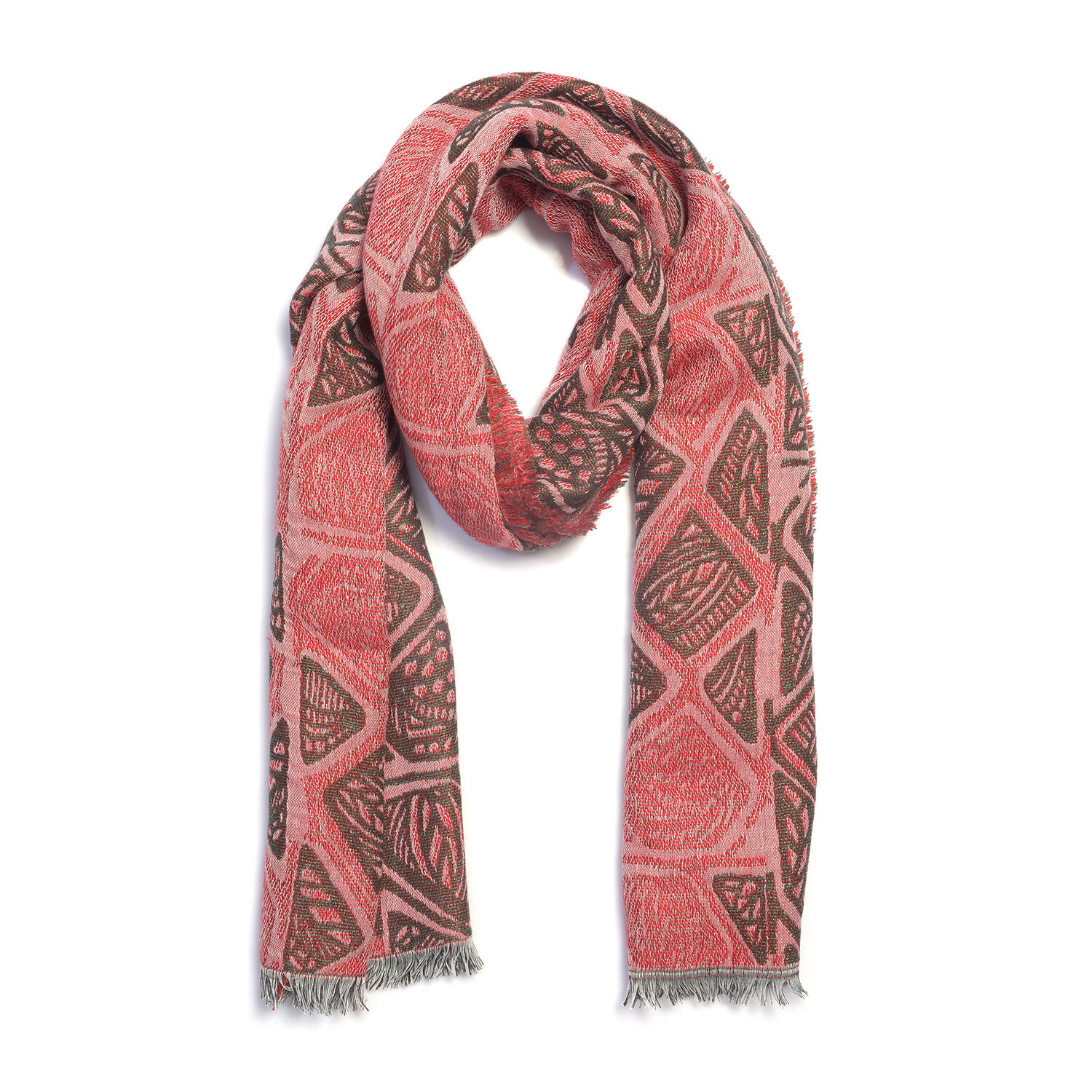 Designer Inspired- Red  Colour Lurex Shawl (Size 185x70 Cm)