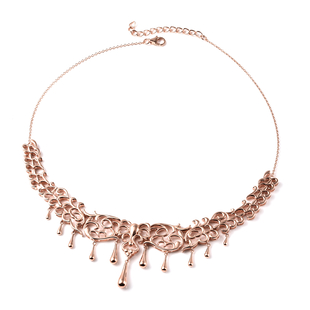 LucyQ Drip Collection Rose Gold Overlay Sterling Silver Necklace (Size 16 with 2 inch Extender), Sil