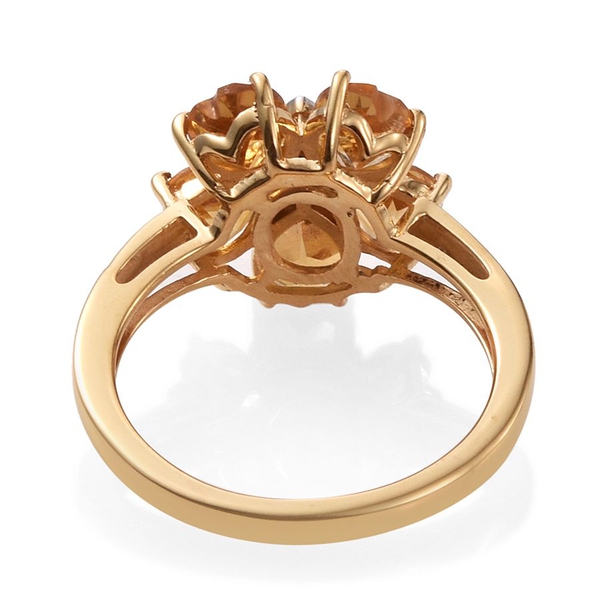 Citrine (Hrt), Diamond Floral Ring in 14K Gold Overlay Sterling Silver 2.260 Ct.
