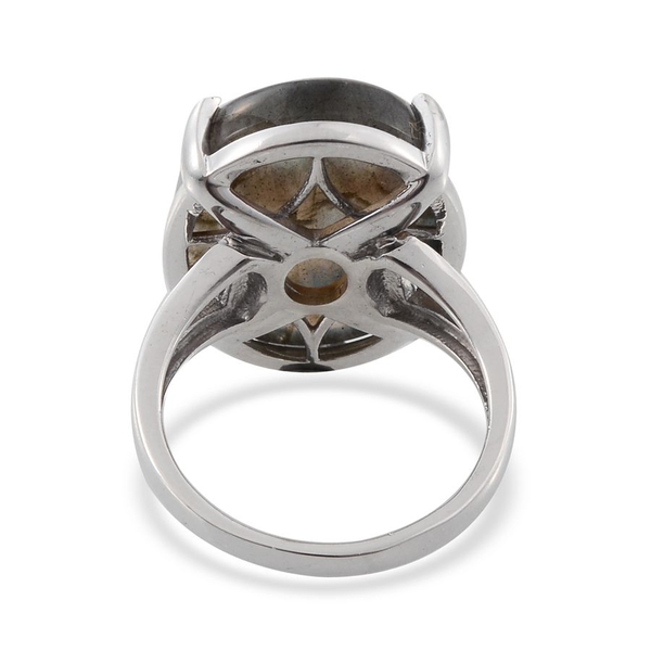 Labradorite (Ovl) Ring in Platinum Overlay Sterling Silver 28.000 Ct.