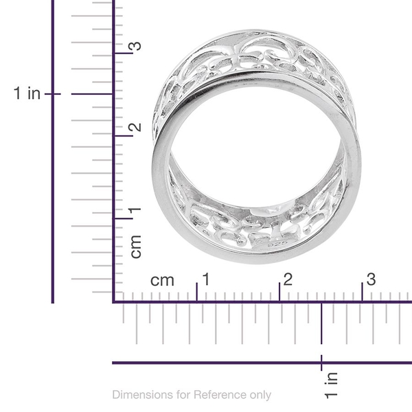 Platinum Overlay Sterling Silver Band Ring, Silver wt 4.63 Gms.