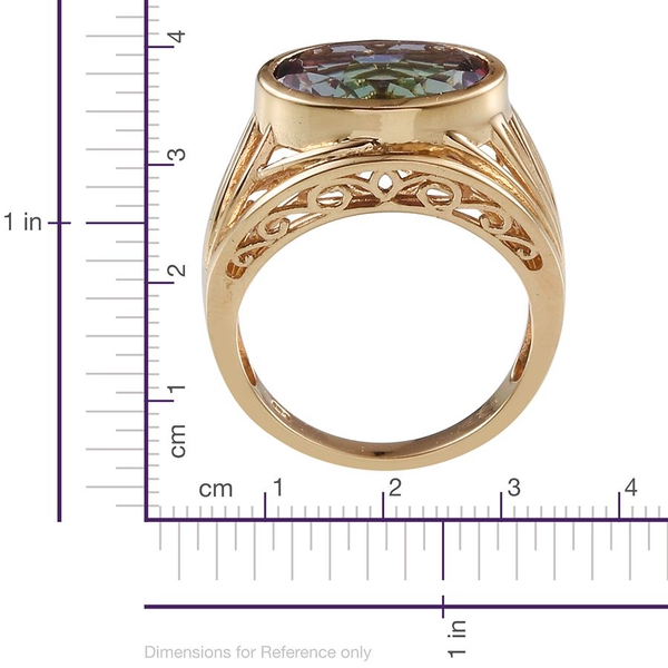 Northern Lights Mystic Topaz (Ovl) Solitaire Ring in 14K Gold Overlay Sterling Silver 10.000 Ct.