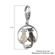 Black and White Diamond (Rnd) Twin Cat Charm in Platinum Overlay Sterling Silver with Black and Yellow Gold Plating-0.010 Ct.