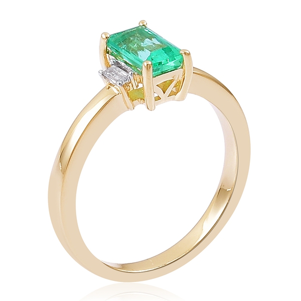9K Yellow Gold Boyaca Colombian Emerald (Oct 1.05 Ct), Diamond Ring 1.150 Ct.