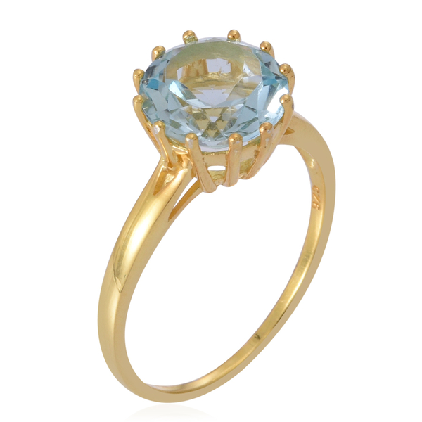 Sky Blue Topaz (Rnd) Solitaire Ring in 14K Gold Overlay Sterling Silver 4.500 Ct.