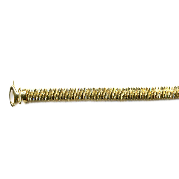 JCK Vegas Collection 14K Gold Overlay Sterling Silver Twisted Rock Bracelet (Size 7.5), Silver wt 5.