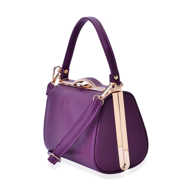 Purple Colour Clutch Bag With Adjustable and Removable Shoulder Strap (Size 18x12.5x10 Cm)