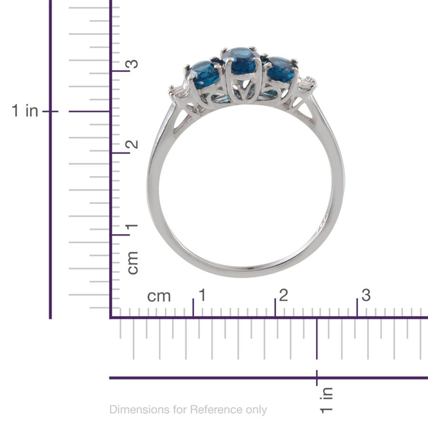 Malgache Neon Apatite (Ovl 0.50 Ct), Diamond Ring in Platinum Overlay Sterling Silver 1.320 Ct.