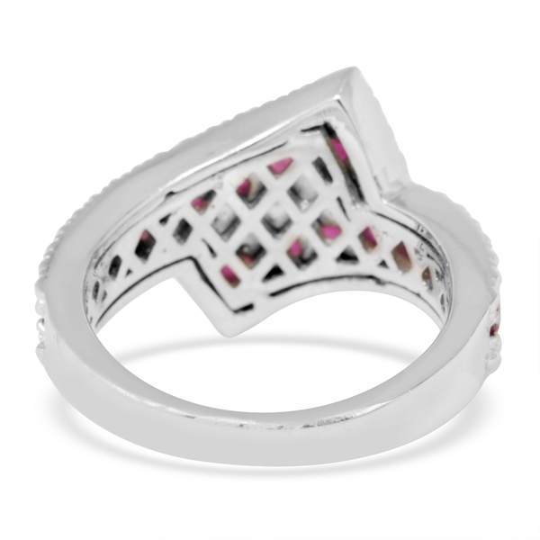 Ruby (Rnd) Crossover Ring in Rhodium Plated Sterling Silver 1.500 Ct.