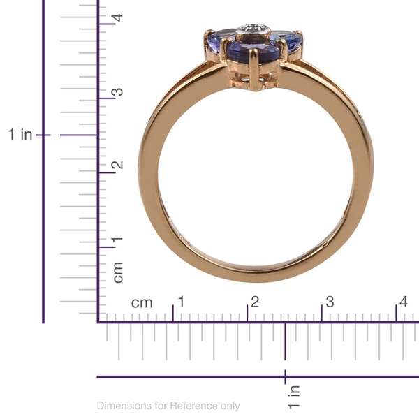 Tanzanite (Ovl), Diamond Ring in 14K Gold Overlay Sterling Silver 1.010 Ct.