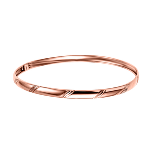 One Time Close Out Deal - Rose Gold Overlay Sterling Silver Bangle (Size - 8)