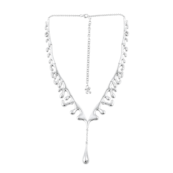 LucyQ Drip Necklace (Size 20 with Extender) in Rhodium Plated Sterling Silver 37.92 Gms.