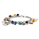 STRADA Japanese Movement Multi Colour Murano Beads Water Resistant Adjustable Charms Bracelet Watch (Size 6.5-7) in Silver Tone