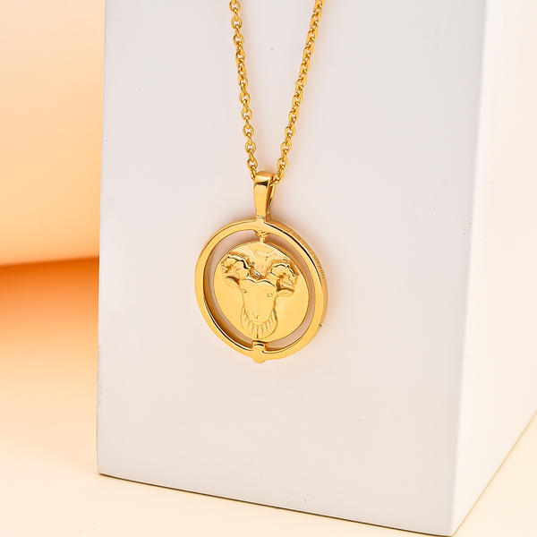 Sunday Child 14K Gold Overlay Sterling Silver Aries Zodiac Sign Pendant with Chain (Size 20), Silver Wt. 6.26 Gms