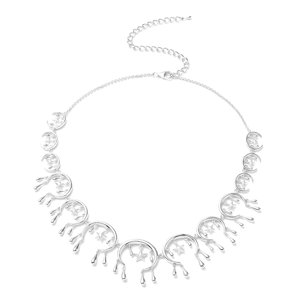 LucyQ 3D Star Collection - Rhodium Overlay Sterling Silver Necklace (Size 20)