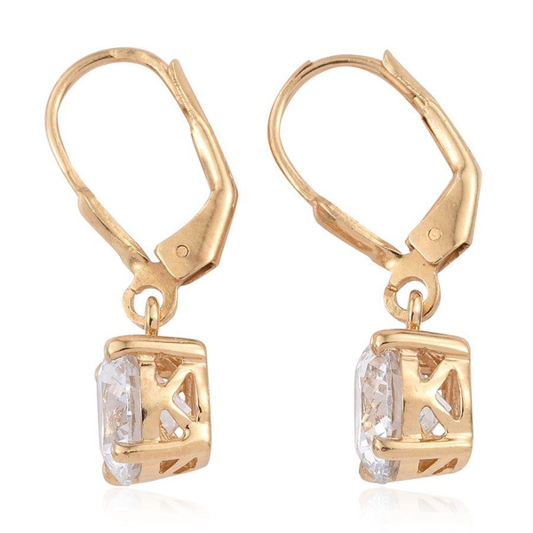 Lustro Stella - 14K Gold Overlay Sterling Silver (Rnd) Earrings Made with Finest CZ