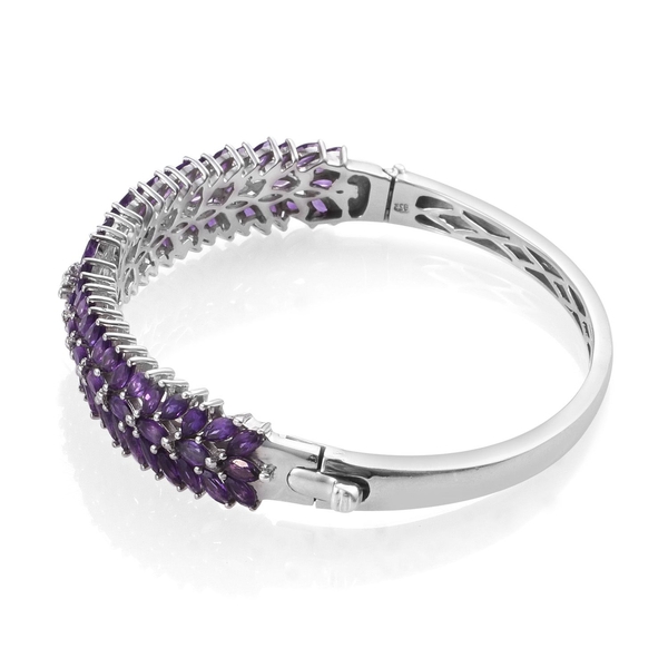 AA Lusaka Amethyst (Rnd) Bangle (Size 7.5) in Platinum Overlay Sterling Silver 11.250 Ct.